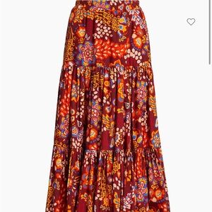 LA DoubleJ Red and Orange Maxi Skirt